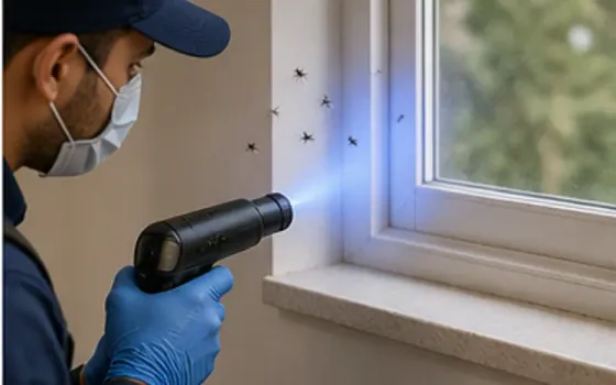 German Egypt Control technician carrying out drain fly and midge control